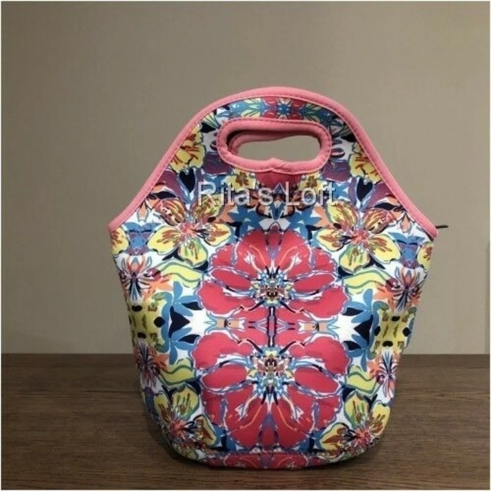 Floral‎ Neoprene Zippered Lunch Bag Tote - New